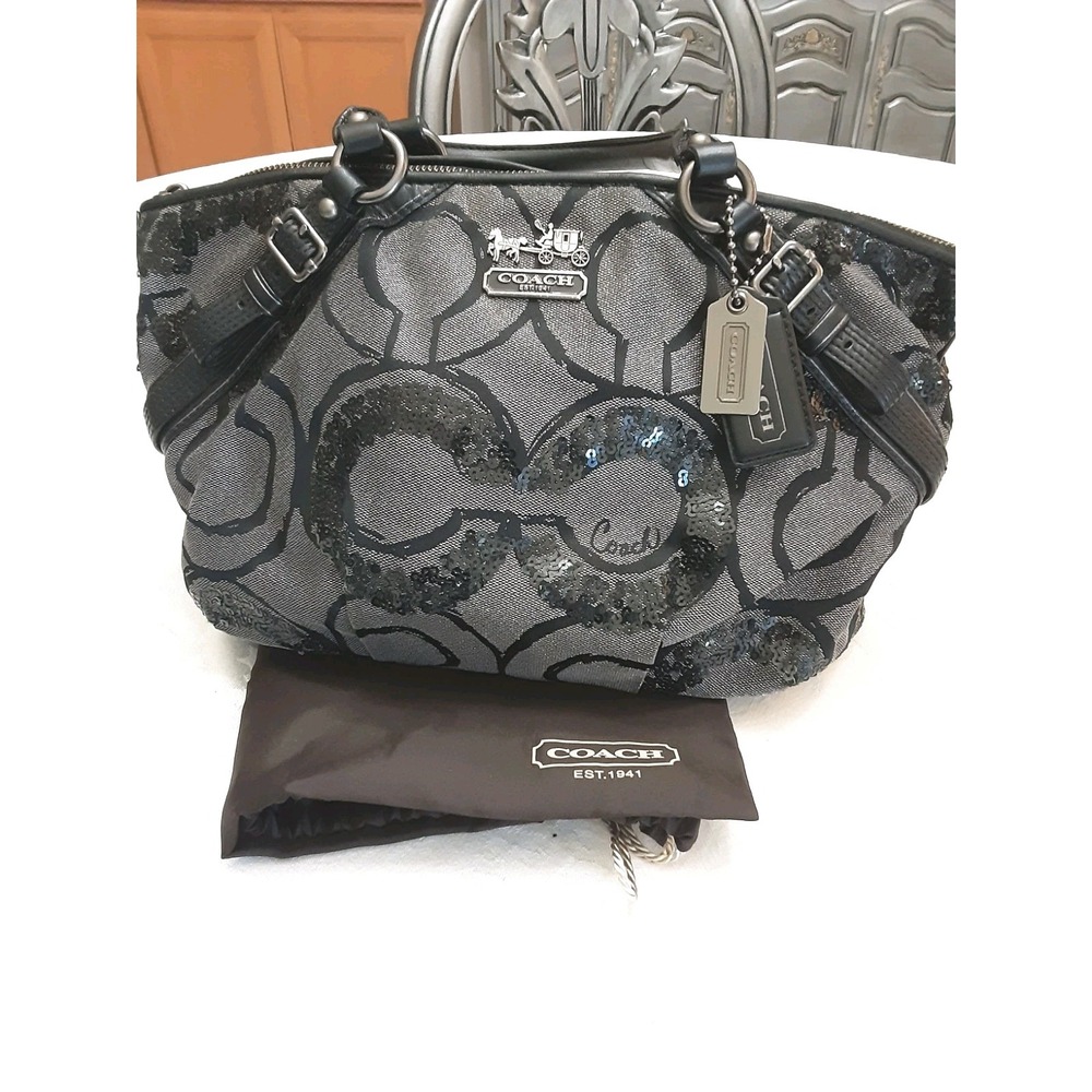 Coach Handbag Satchel Madison Sequin Optical Art Sophia J108215945 Black Sequin